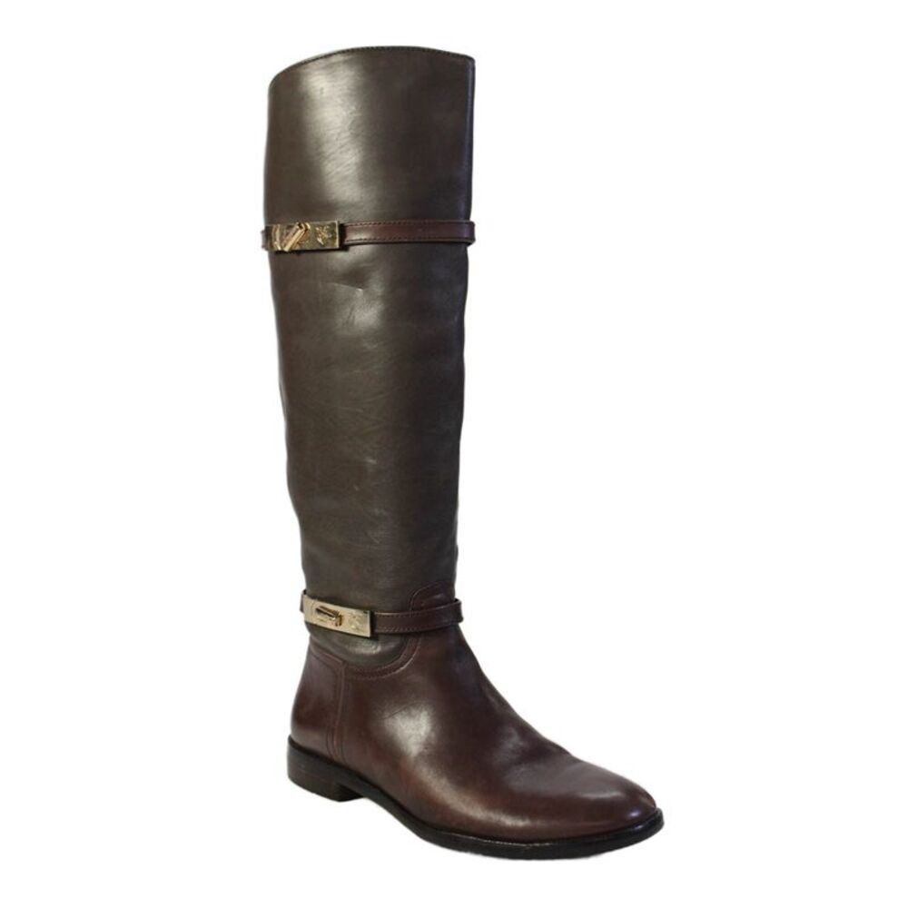 Vince Camuto Signature Womens Strap Detail Knee High Boots Brown Size 6.5